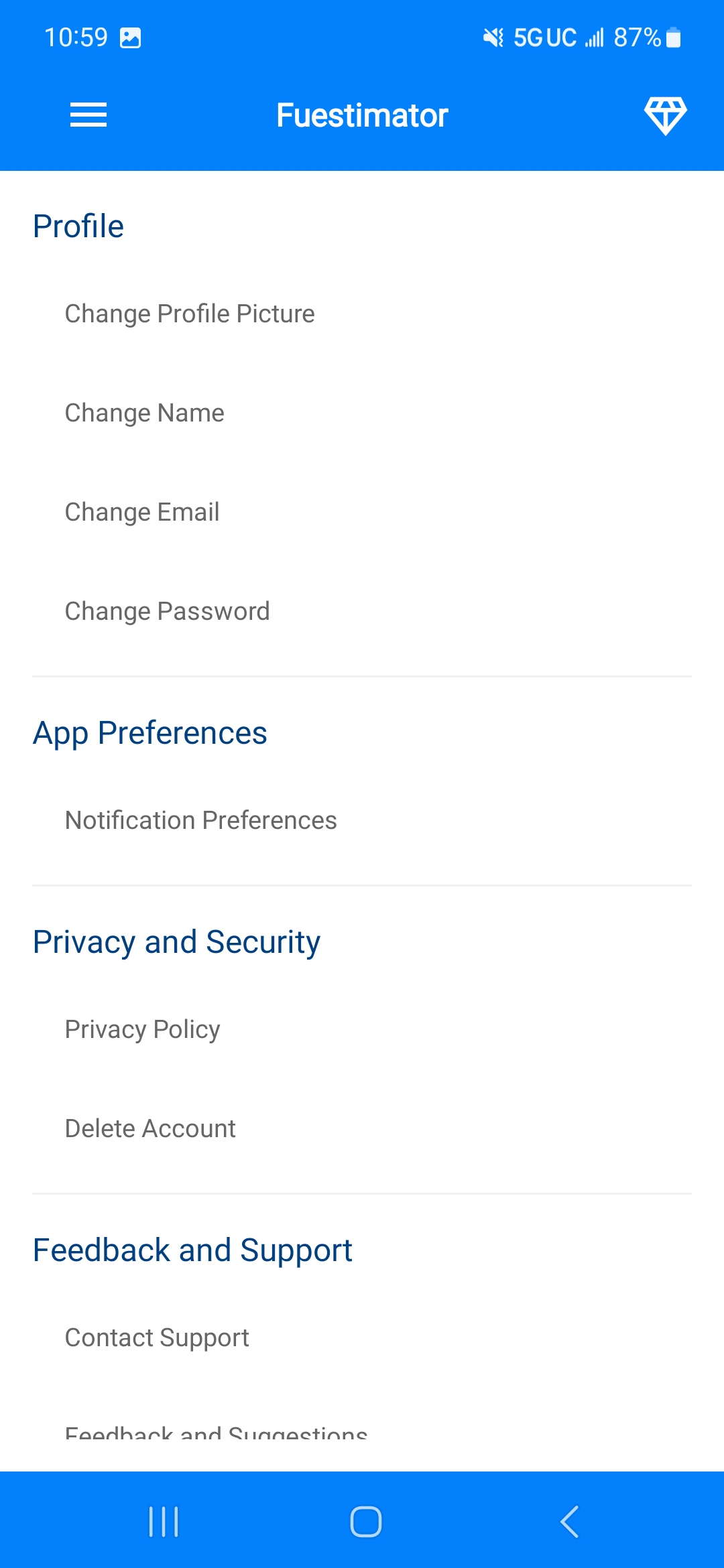 Account Settings Screen